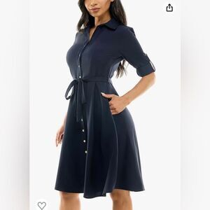 Sharagano Women’s Button Front Fit & Flare Shirt Dress
Deep Navy Size 8 NWT